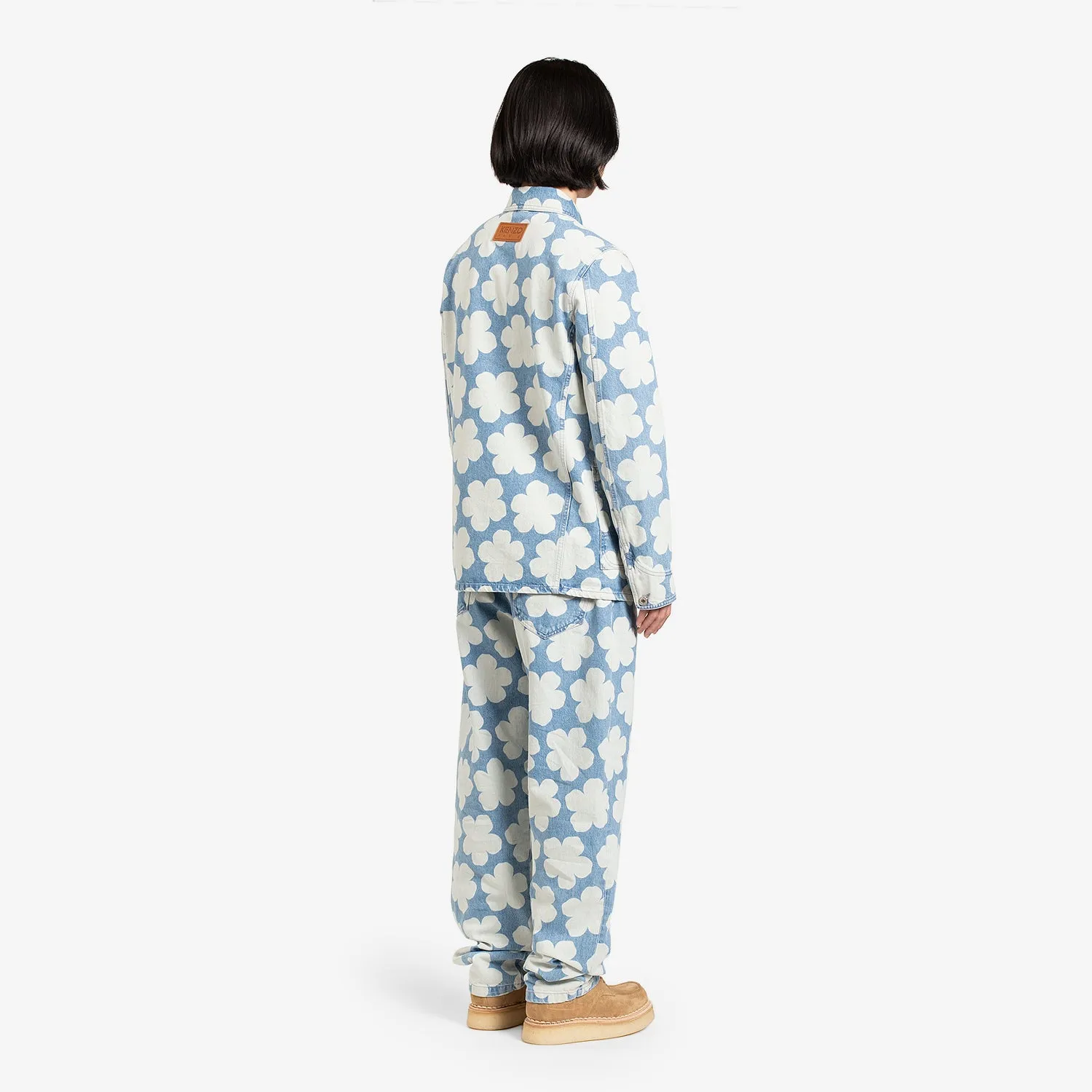 Printed Workwear Denim Jacket 'Hana Dots' Sky Blue