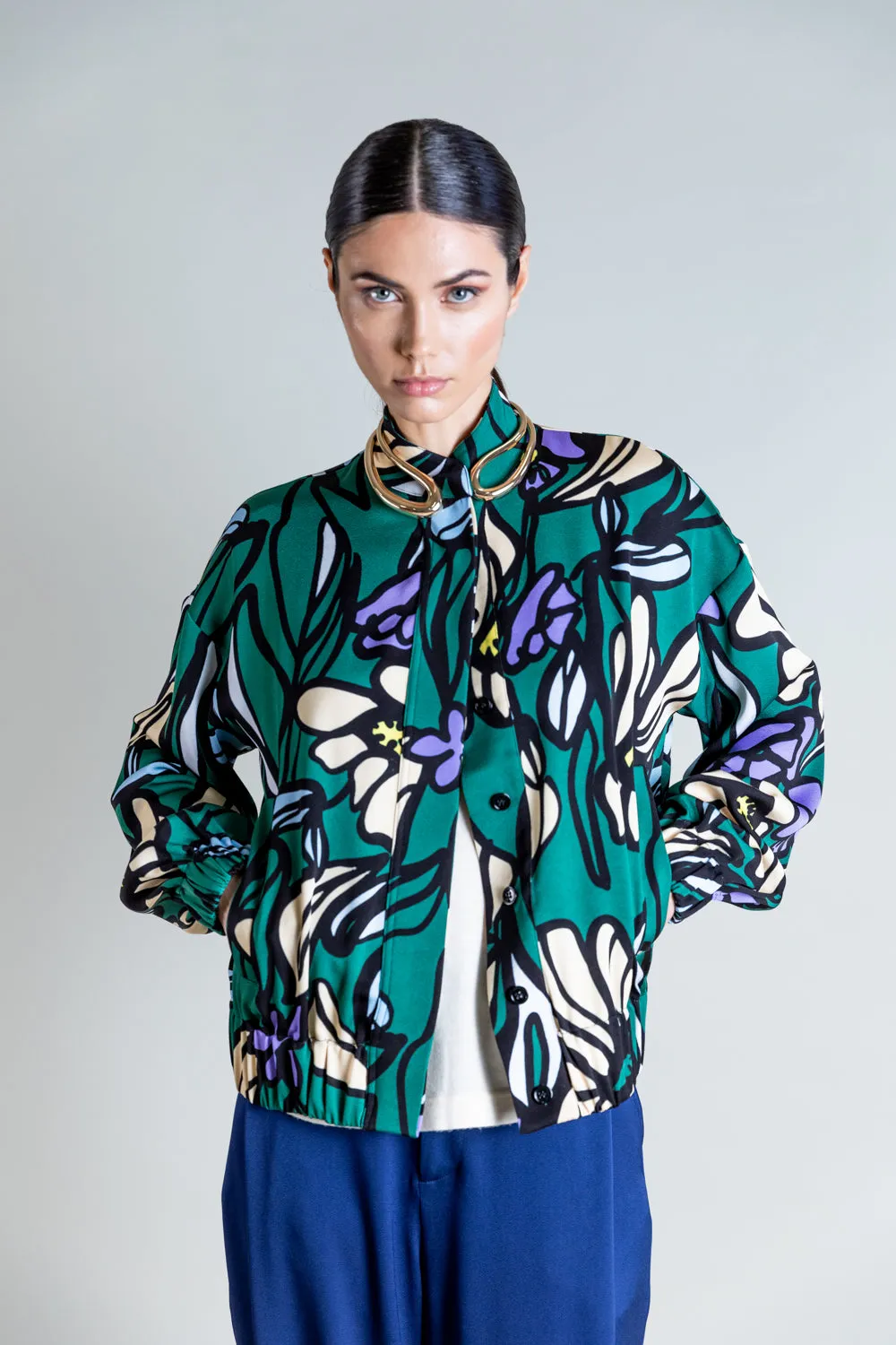 Ps2049 P Sophia Floral Bomber Jacket