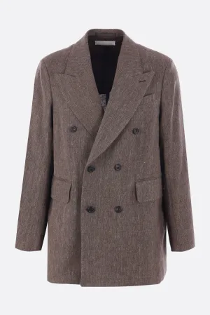 Sharp DB double-breasted jacket in linen and cotton