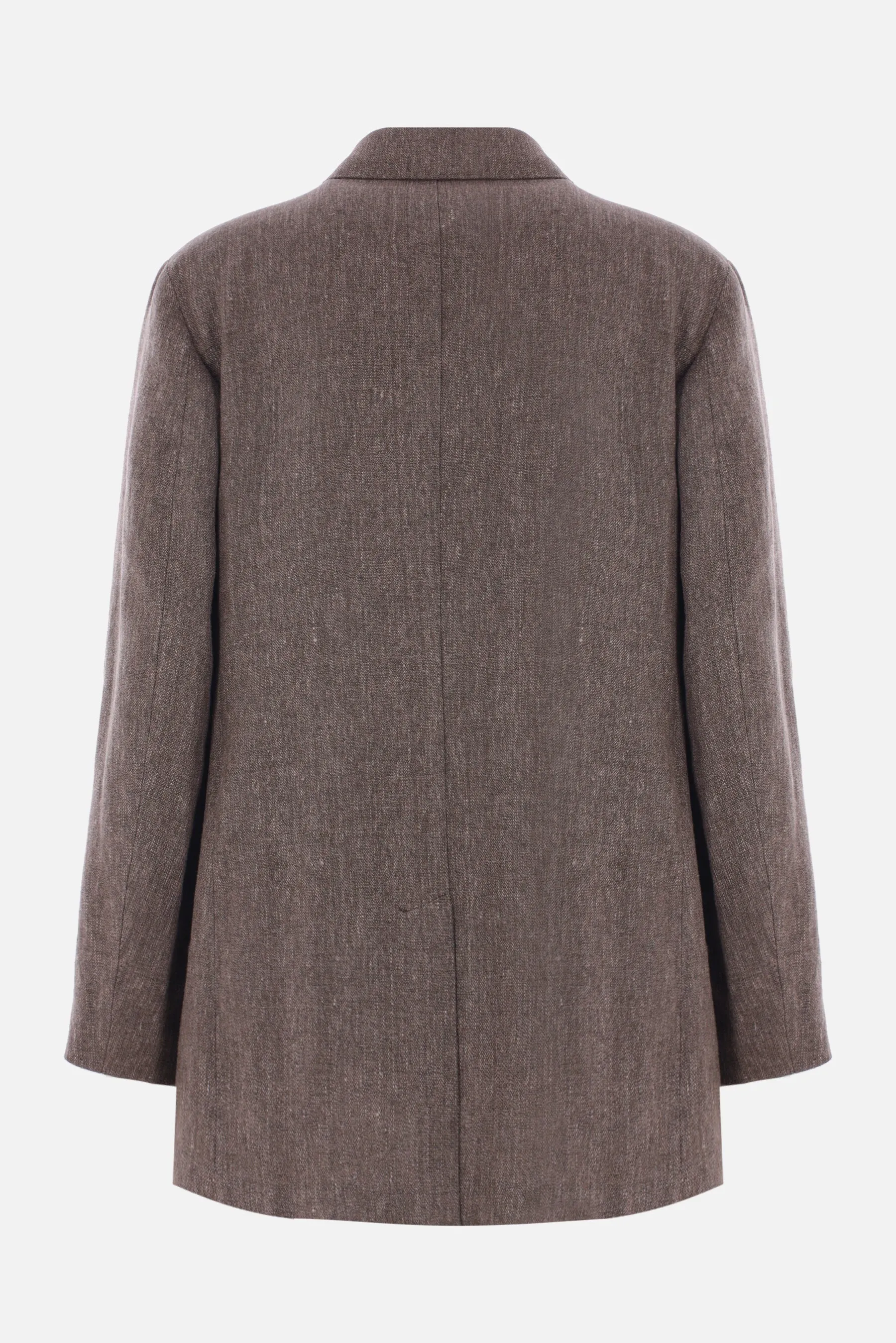 Sharp DB double-breasted jacket in linen and cotton