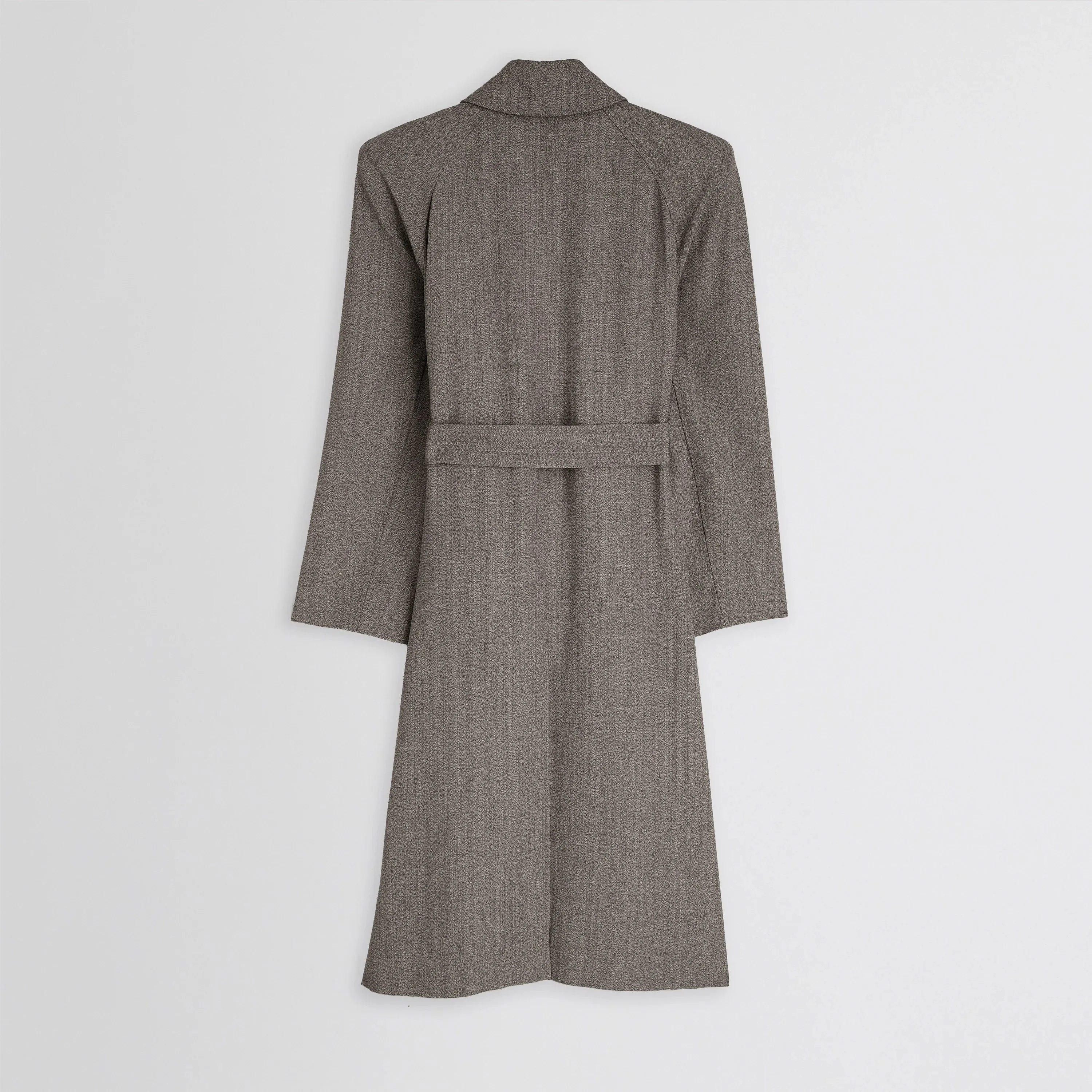 SHARP SHOULDER CAR COAT | pebble melange silk viscose