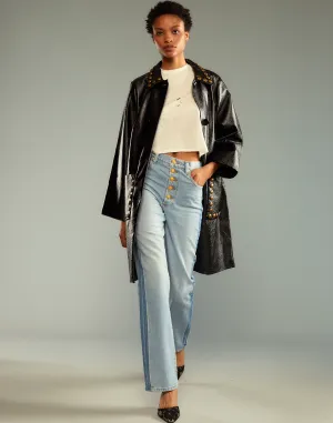 Studded Vegan Leather Coat