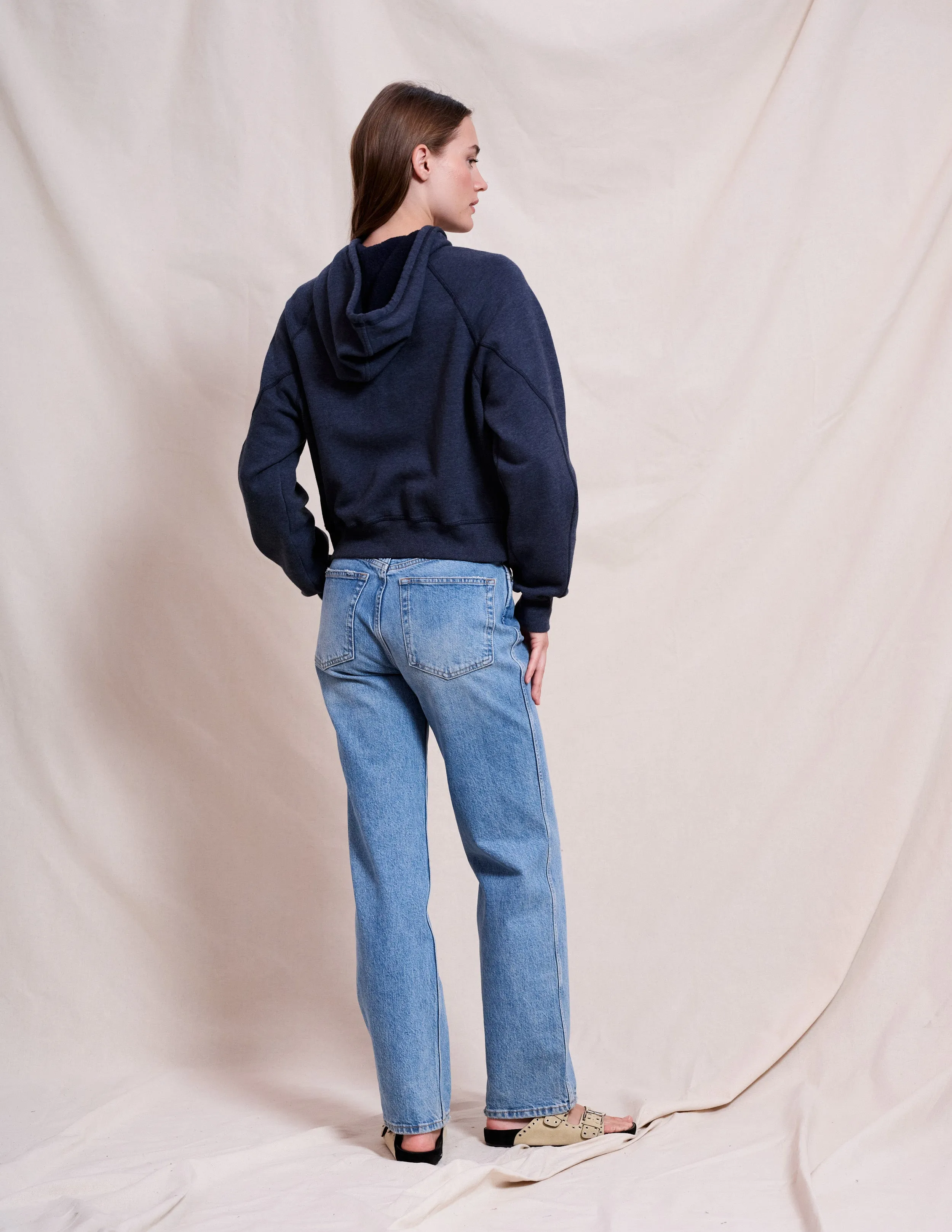 Sundry Seamed Zip Up in Deep Navy
