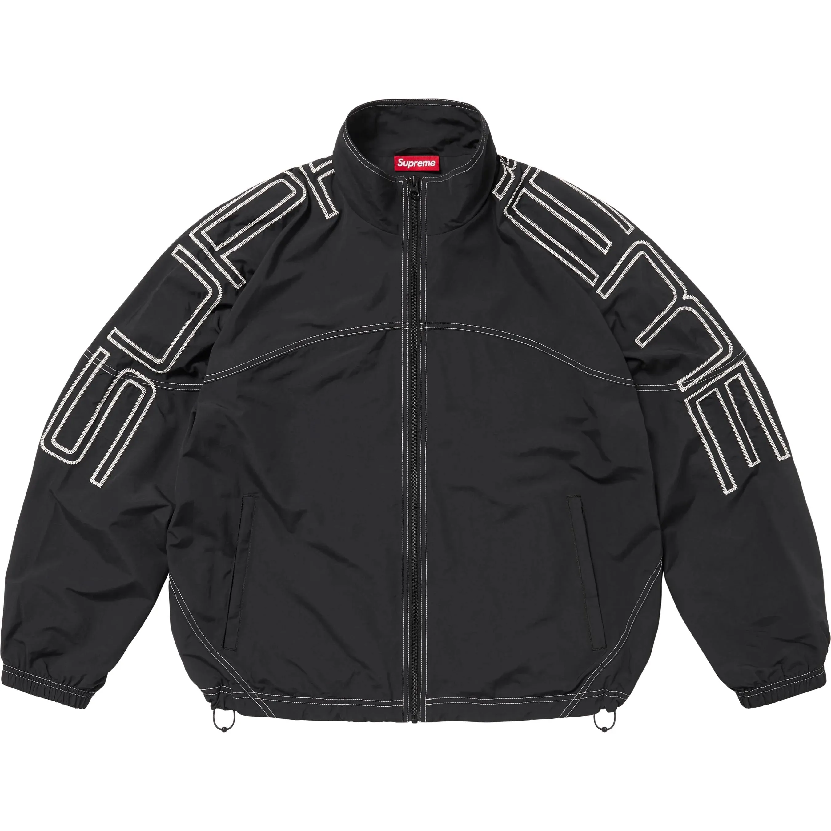 Supreme Spellout Embroidered Track Jacket Black