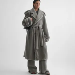 TEDDY TRENCH COAT | grey shearling