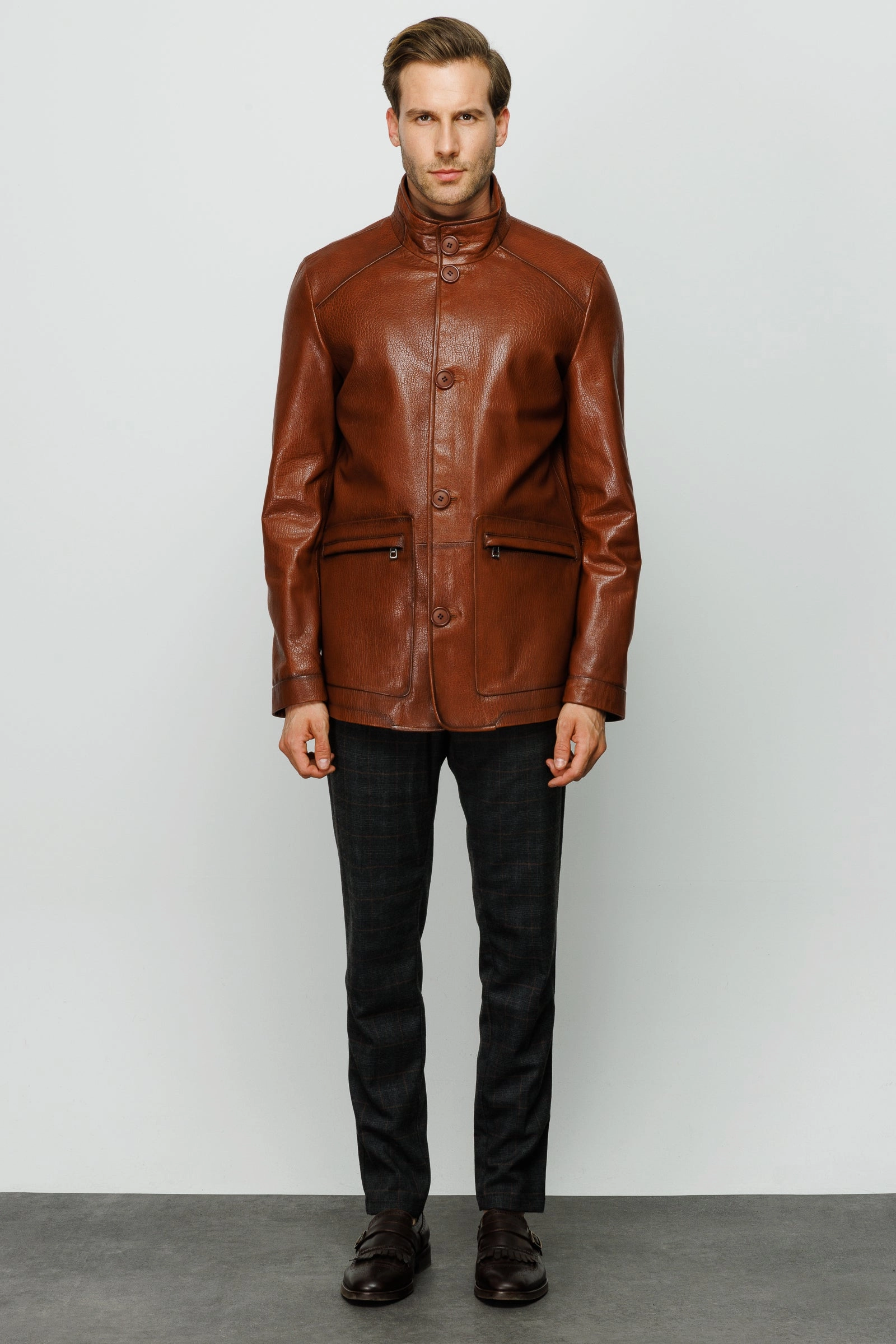 The Barclay Brown Leather Men Jacket