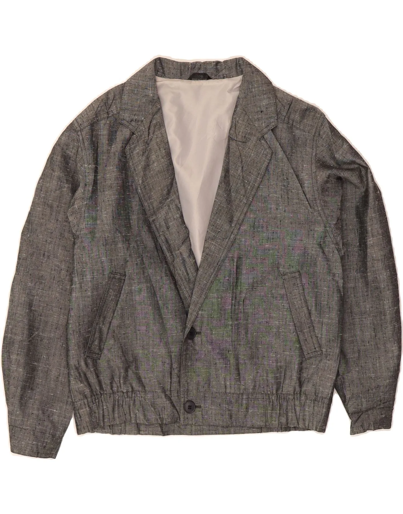 VINTAGE Boys Bomber Jacket 12-13 Years Grey Polyester