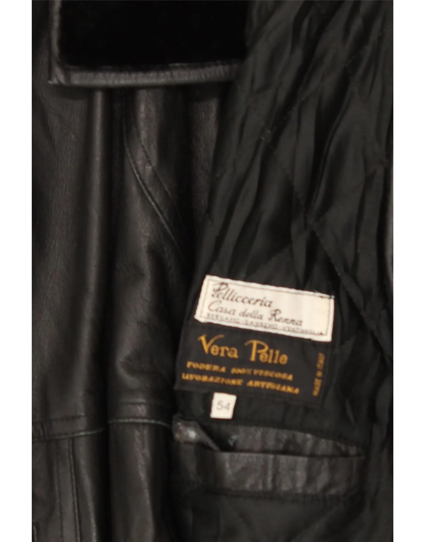 VINTAGE Mens Leather Jacket IT 54 2XL Black Leather
