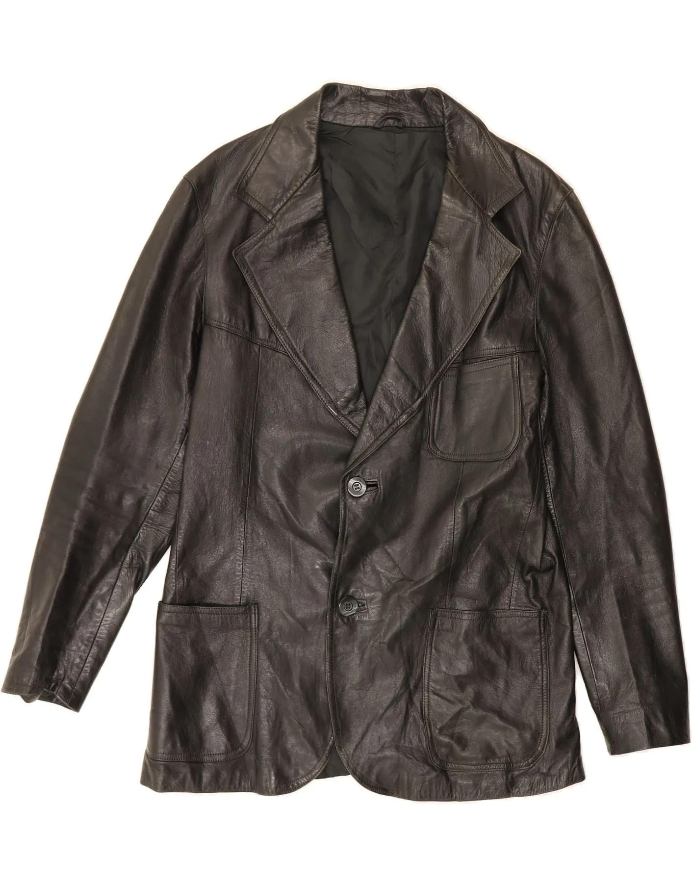 VINTAGE Mens Leather Jacket UK 38 Medium Black Leather