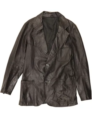 VINTAGE Mens Leather Jacket UK 38 Medium Black Leather
