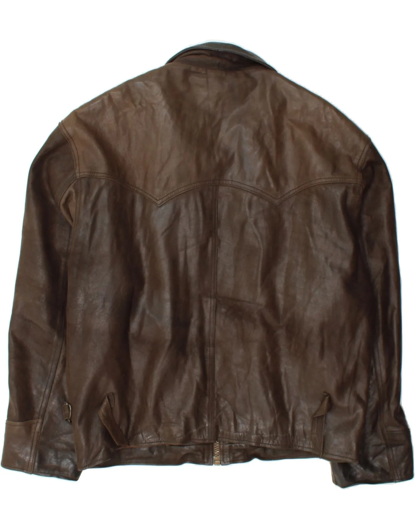 VINTAGE Mens Leather Jacket UK 42 XL Brown Leather