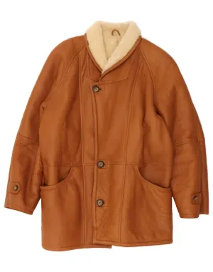 VINTAGE Mens Shearling Overcoat IT 54 2XL Brown Shearling