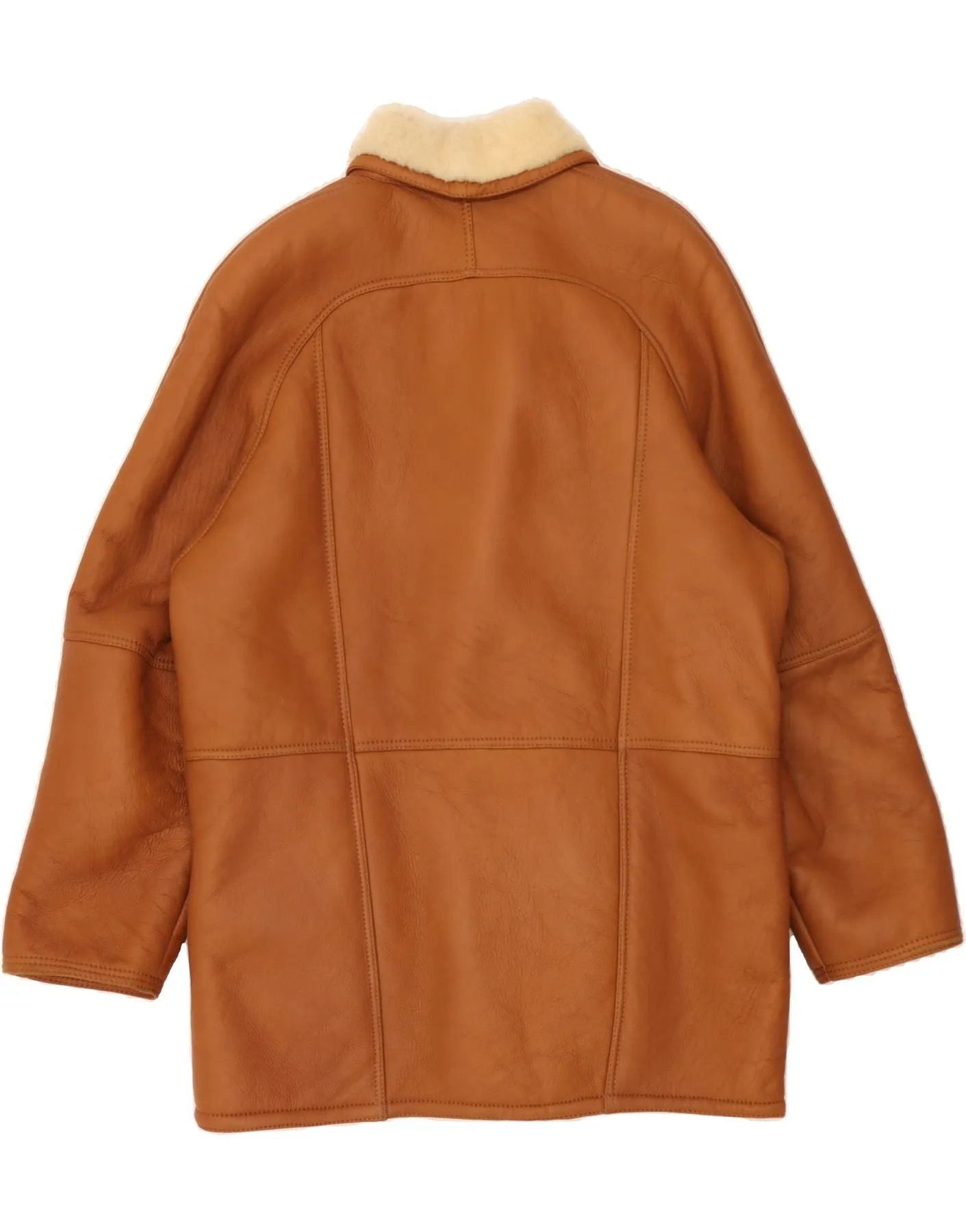 VINTAGE Mens Shearling Overcoat IT 54 2XL Brown Shearling