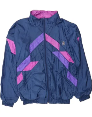 VINTAGE Mens Tracksuit Top Jacket 2XL Navy Blue Colourblock Polyester