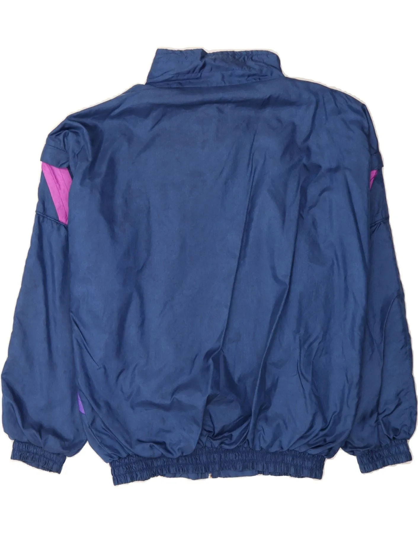VINTAGE Mens Tracksuit Top Jacket 2XL Navy Blue Colourblock Polyester