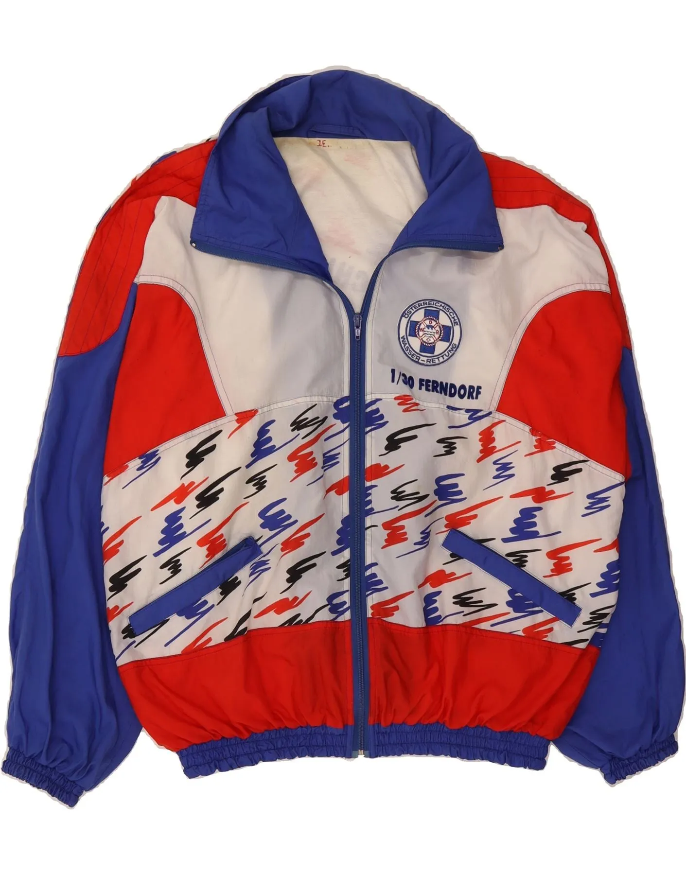VINTAGE Womens Tracksuit Top Jacket UK 18 XL Multicoloured Colourblock