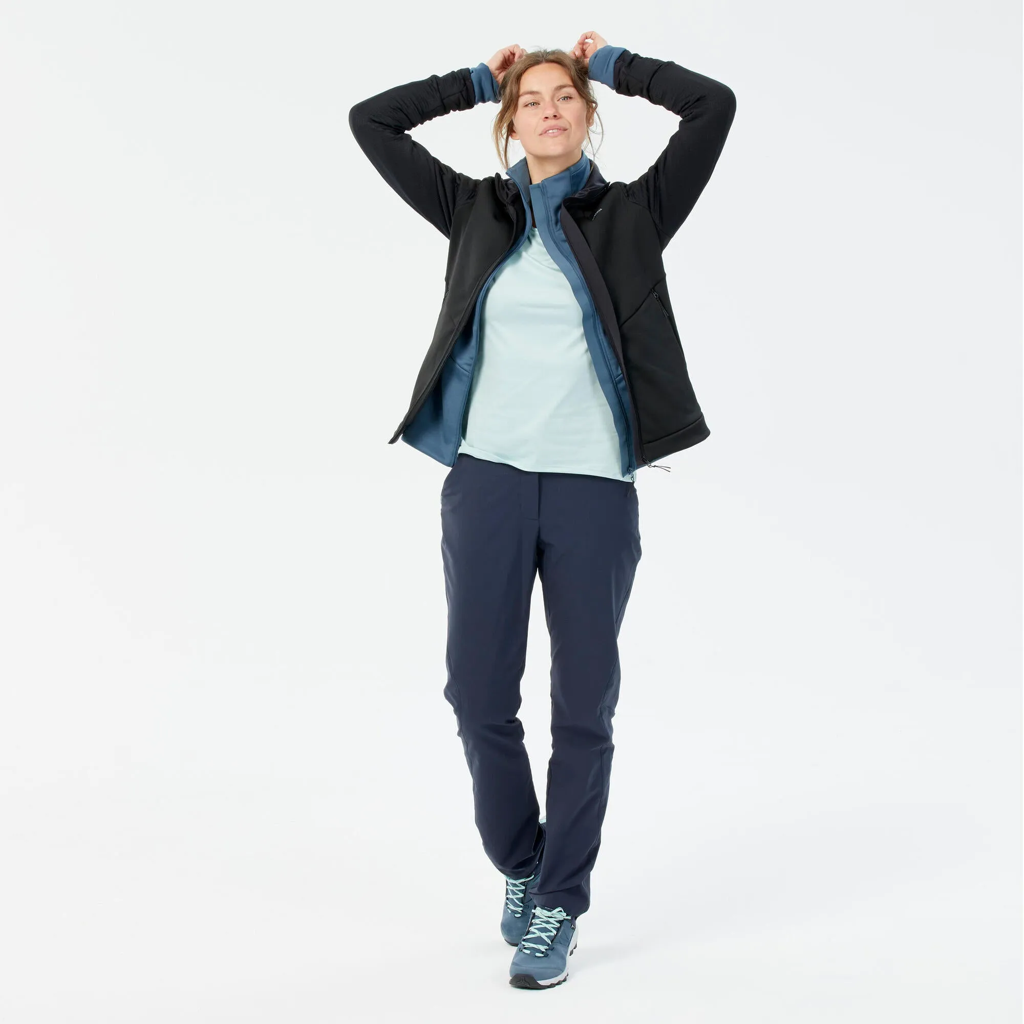 Women's Hiking Fleece Jacket - MH520 Hood