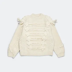Wool Hand Knit NAPOLEOAN Sweater - Ecru