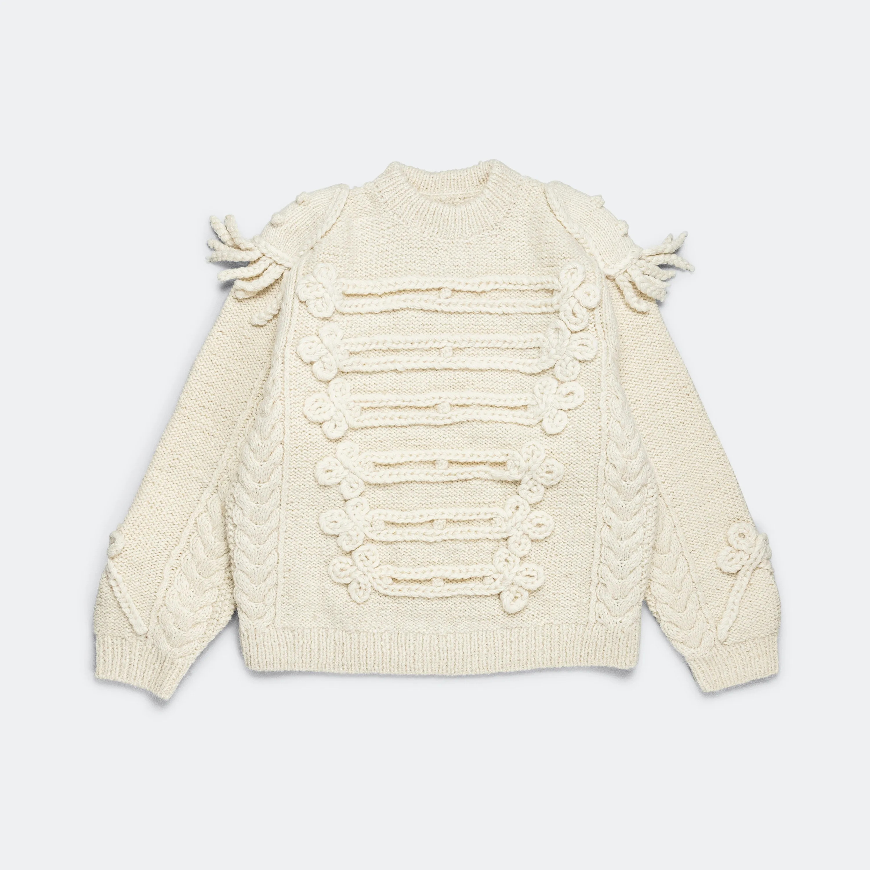 Wool Hand Knit NAPOLEOAN Sweater - Ecru