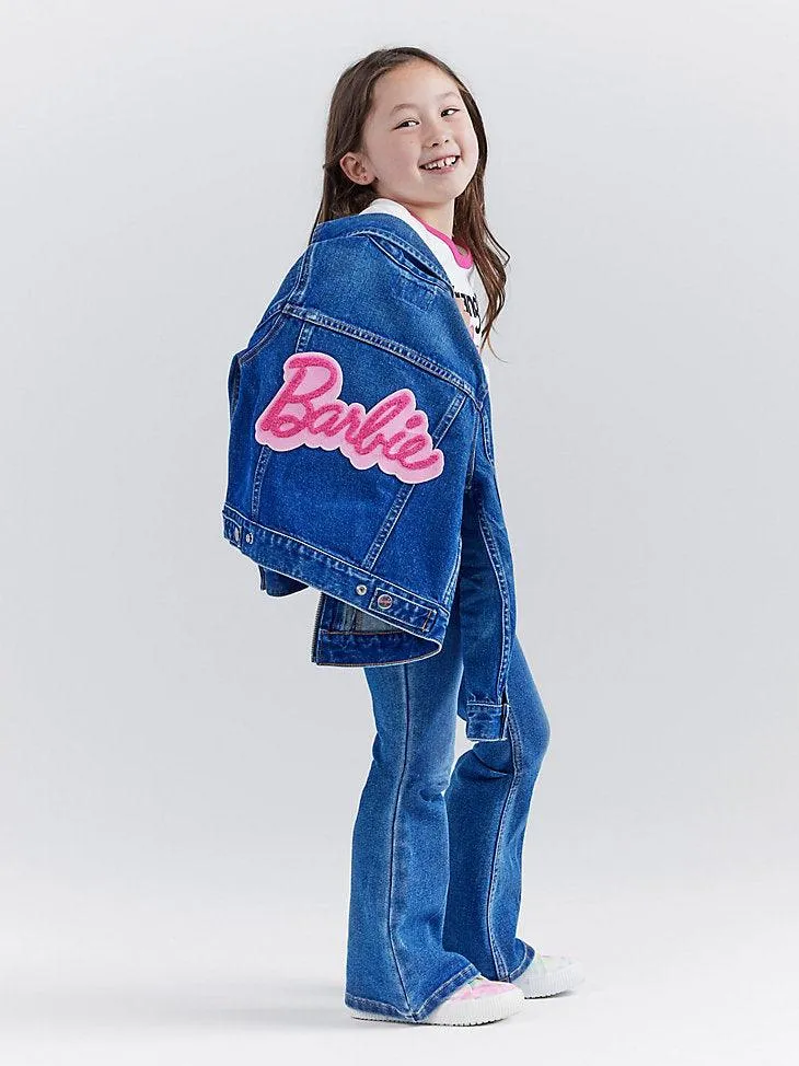 WRANGLER X BARBIE™ GIRL'S ZIP FRONT DENIM JACKET IN WRANGLER BLUE