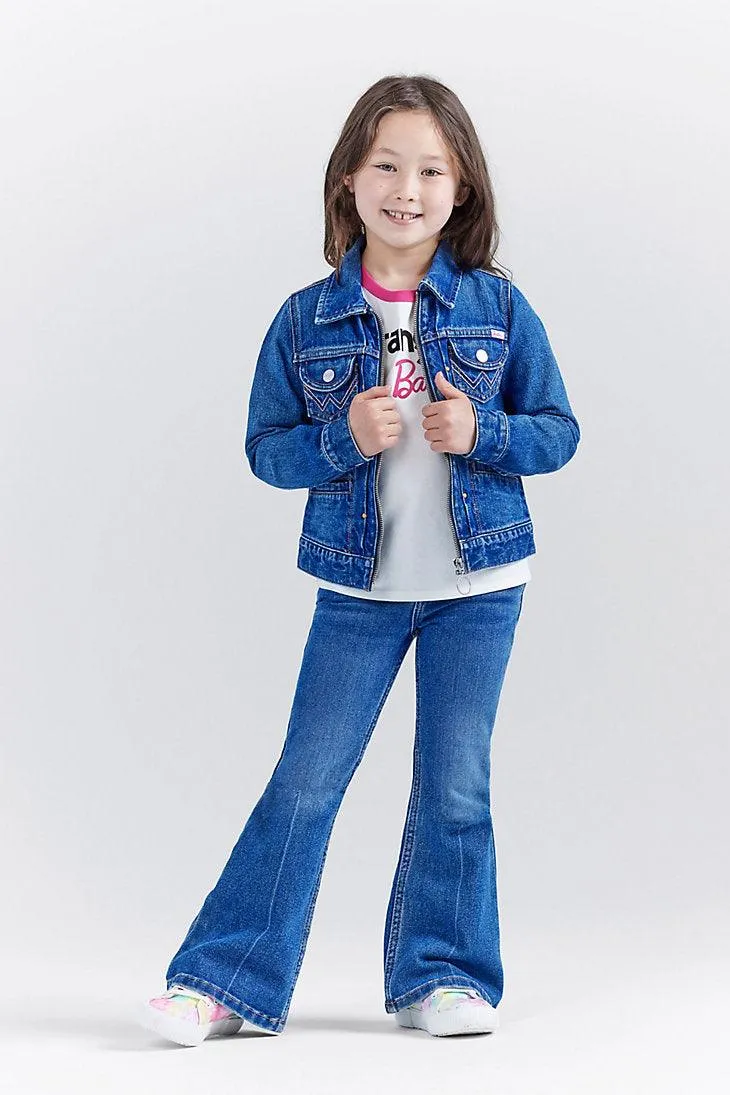 WRANGLER X BARBIE™ GIRL'S ZIP FRONT DENIM JACKET IN WRANGLER BLUE
