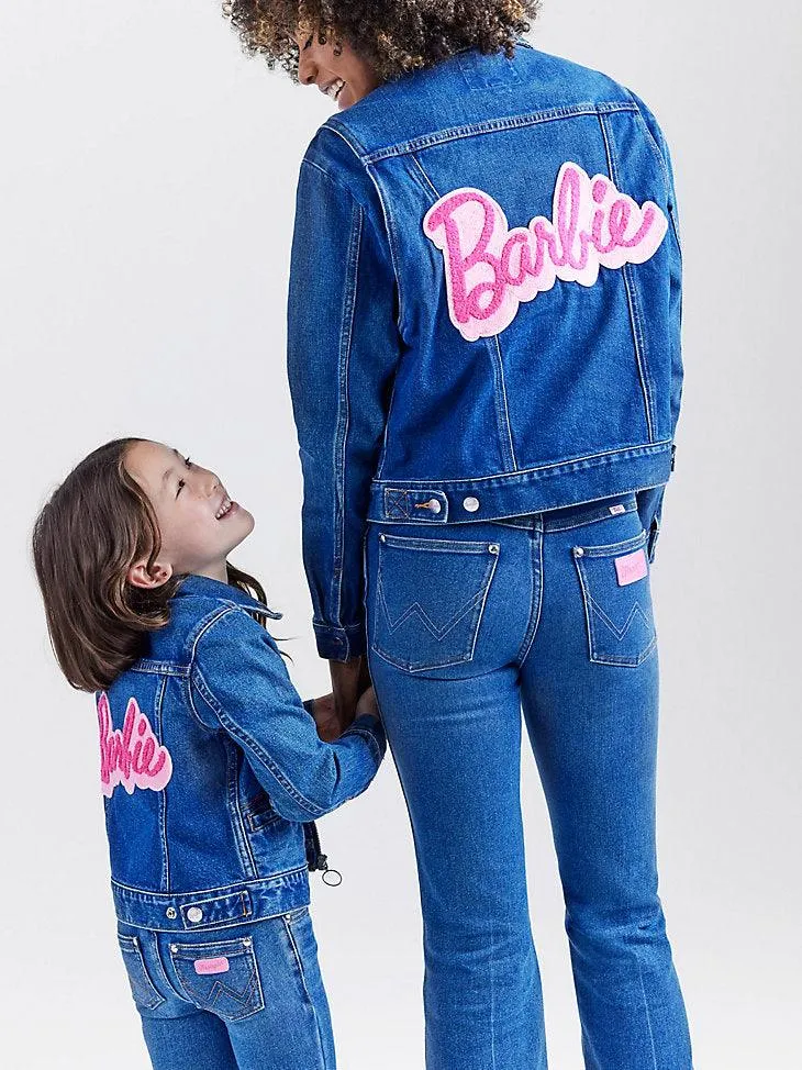WRANGLER X BARBIE™ GIRL'S ZIP FRONT DENIM JACKET IN WRANGLER BLUE